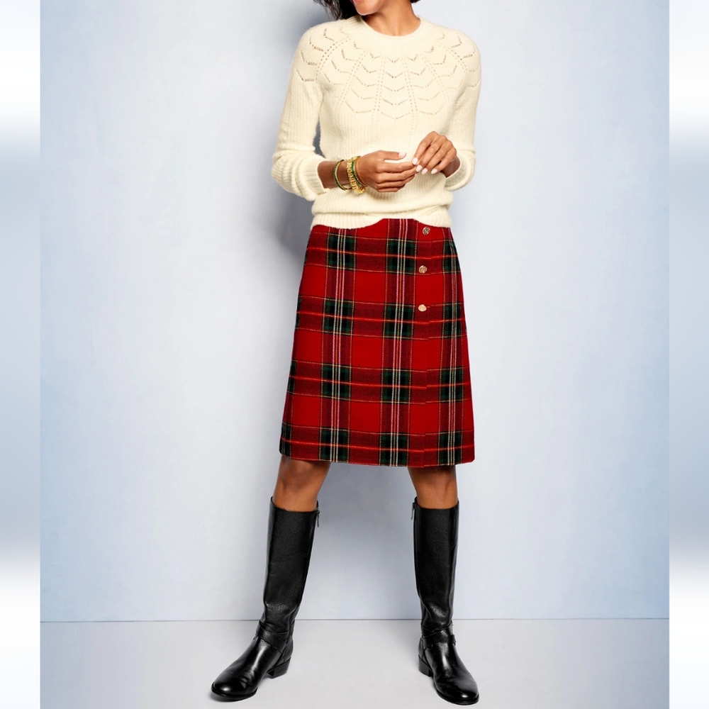NWT Talbots Plaid A-Line Skirt 2 Petites